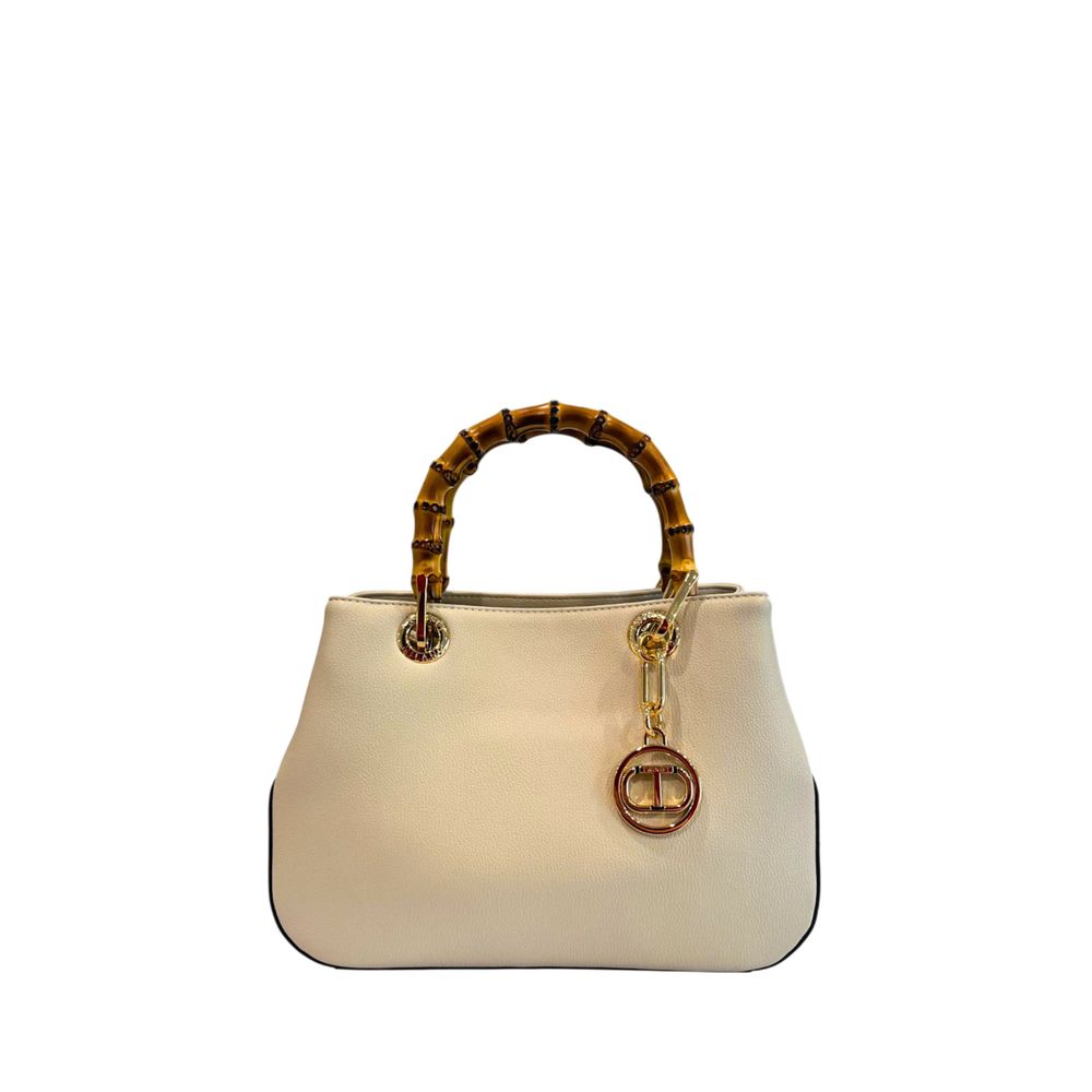 Exclusive Twinset Polyurethane Shoulder Bag – Beige — Front View