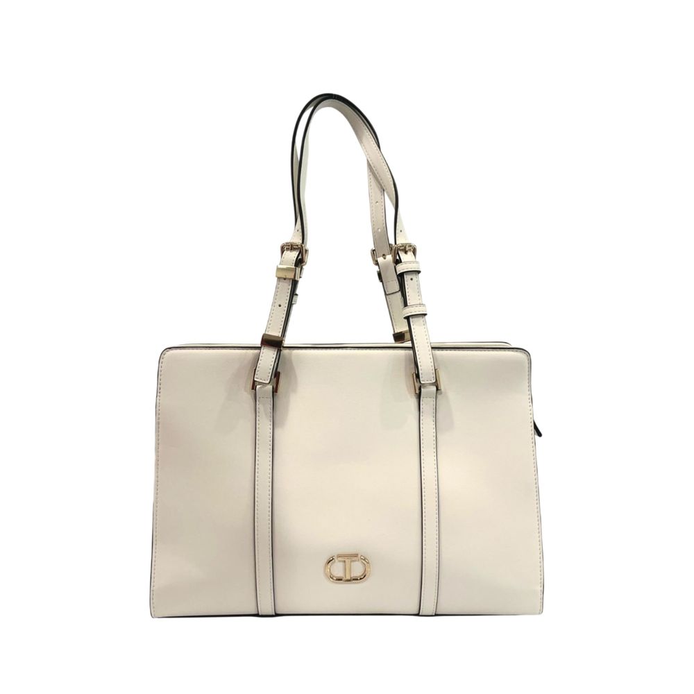 Exclusive Twinset Polyurethane Clutch Bag – White — Front View