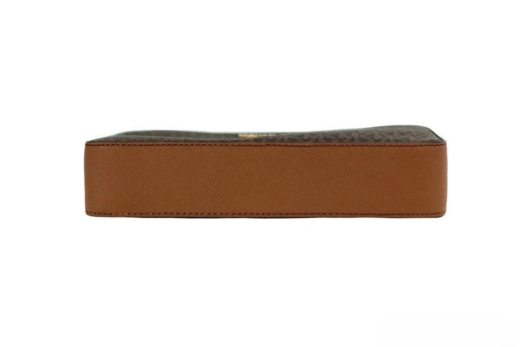 Exclusive Michael Kors Jet Set East West Signature Crossbody – Brown — Top View