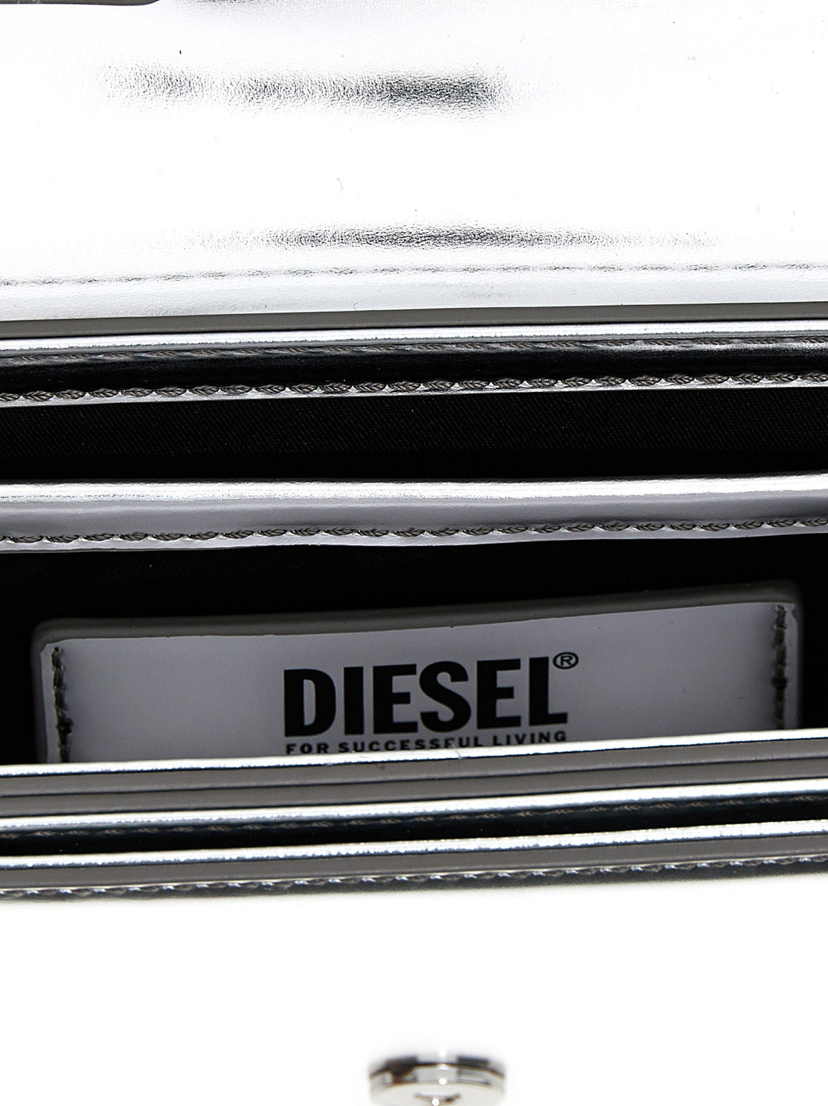 Exclusive Diesel Cowhide Leather Shoulder Bag – Silver — Top View