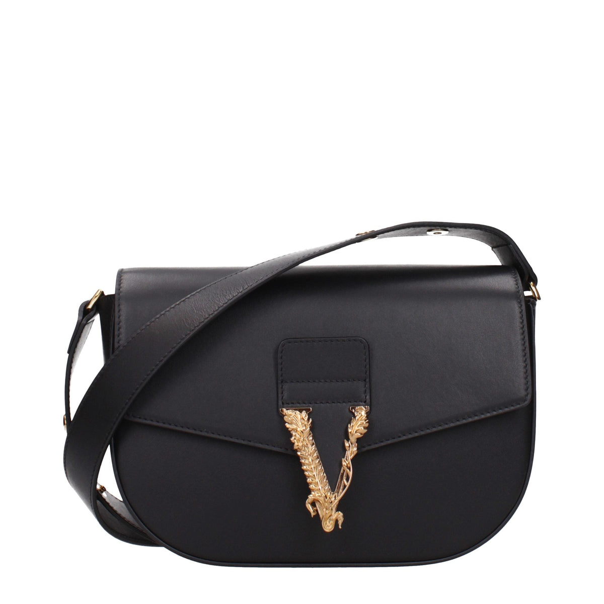 Exclusive Versace Leather Crossbody Bag – Black — Front View