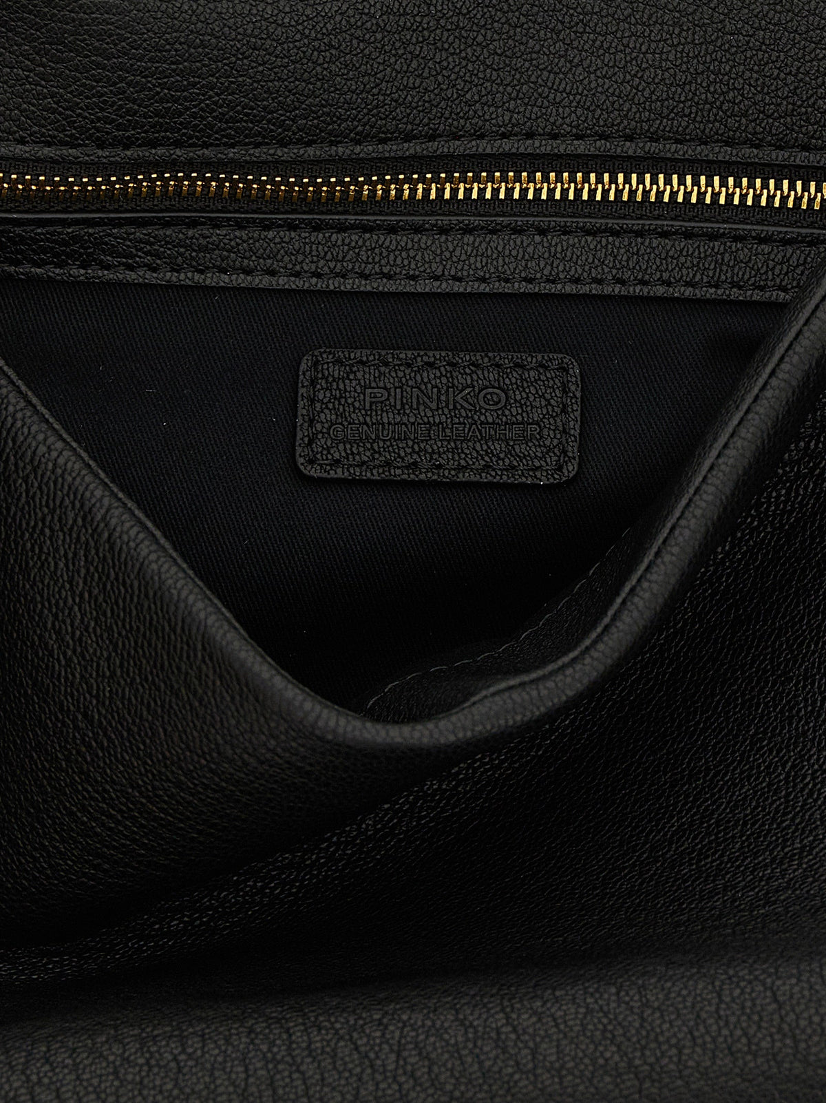 Exclusive PINKO Love Hammered Lamb Leather Shoulder Bag – Black — Top View