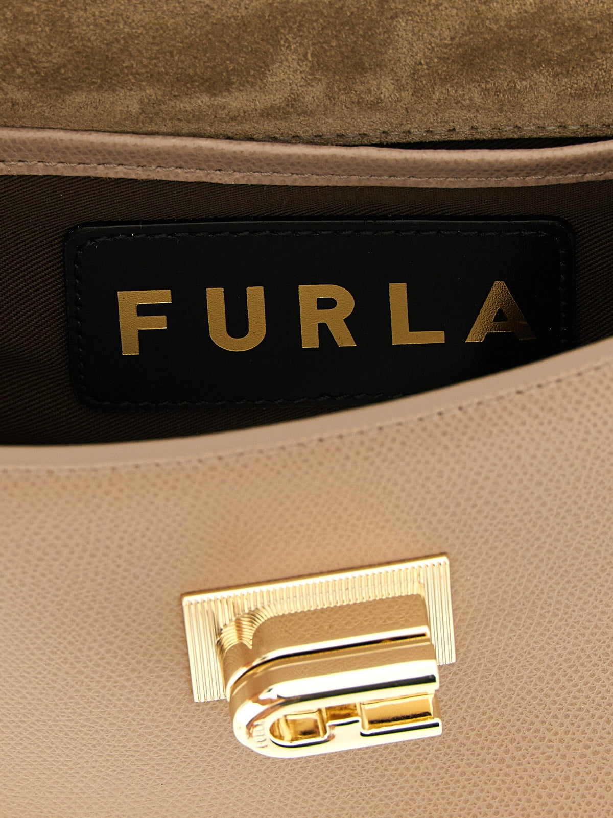 Exclusive Furla 1927 Mini Calfskin Crossbody – Beige — Top View