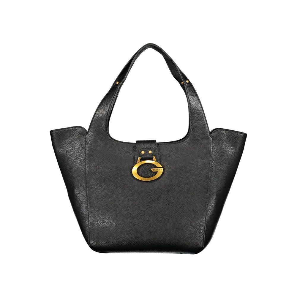 Exclusive Guess Jeans Polyurethane Handbag – Black — Front View