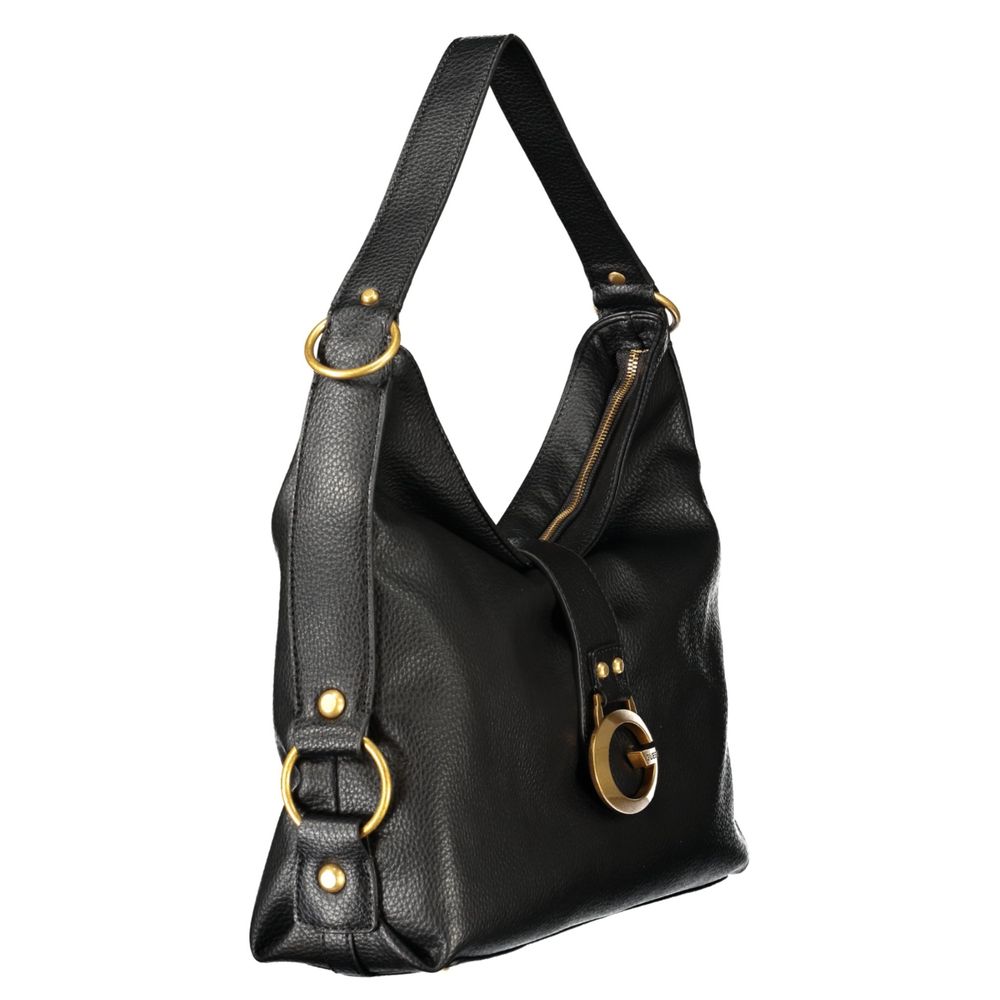 Exclusive Guess Jeans Polyurethane Handbag – Black — Back View