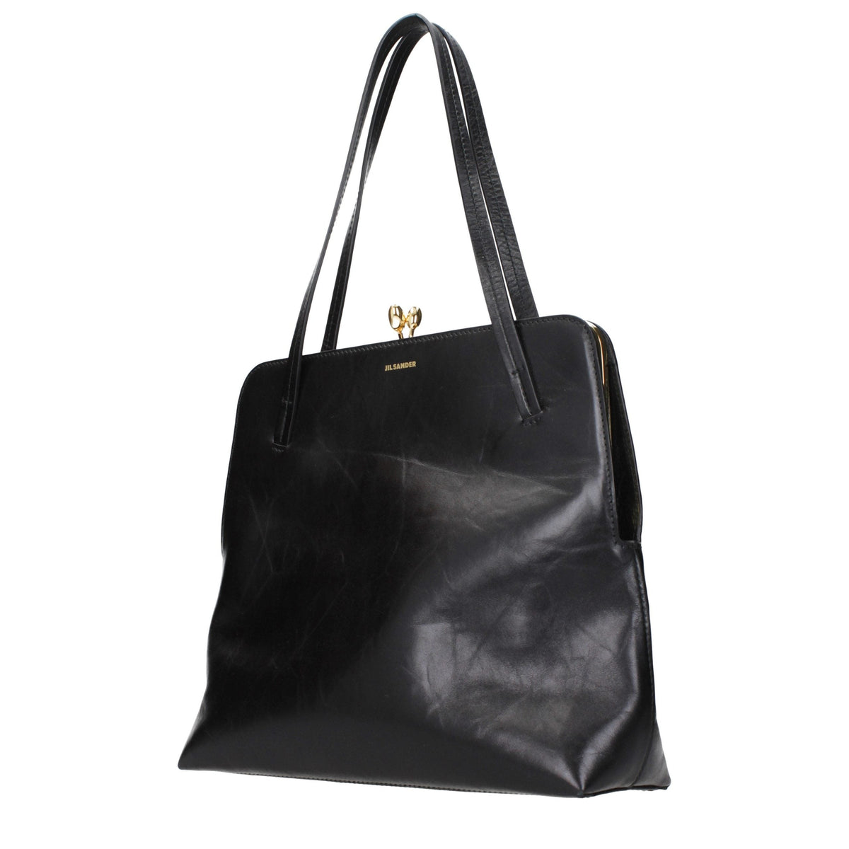 Exclusive Jil Sander Leather Shoulder Bag – Black — Side View