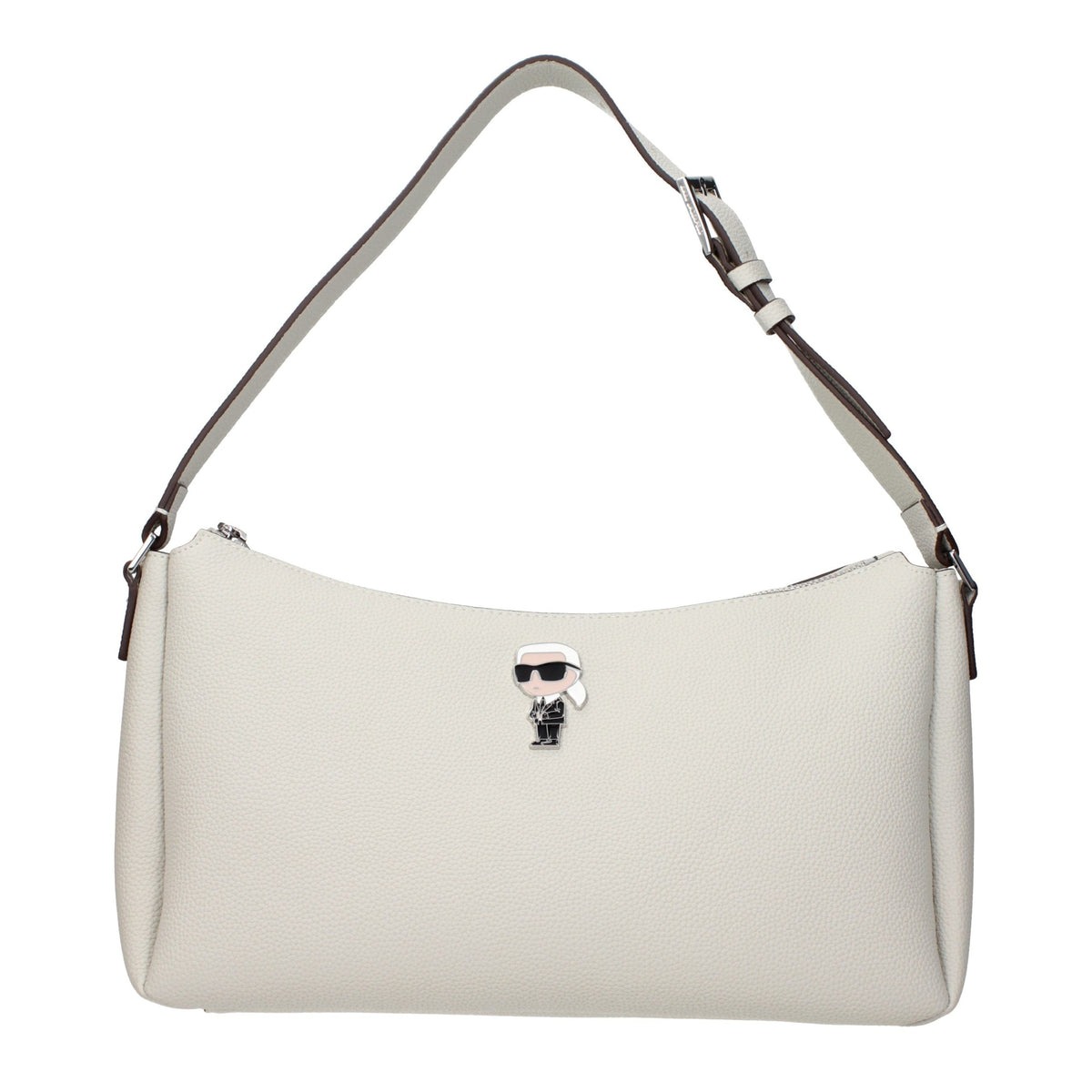 Exclusive Karl Lagerfeld Leather Shoulder Bag – Gray — Front View