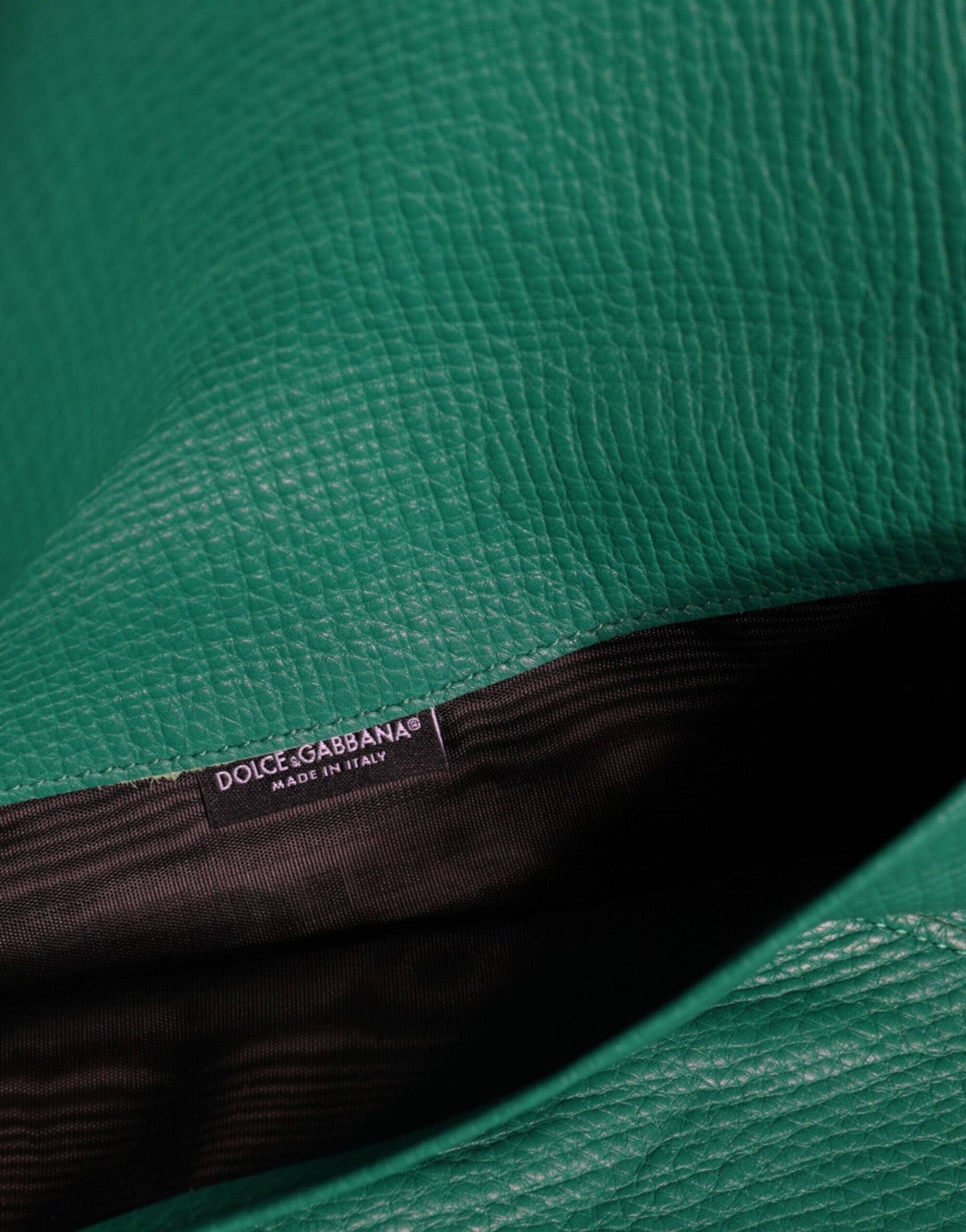 Exclusive Dolce & Gabbana Leather Clutch Bag – Green — Top View
