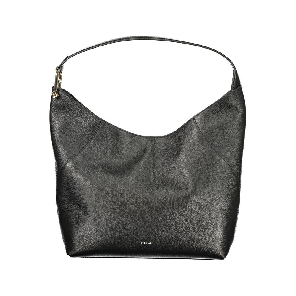 Exclusive Furla Lara Leather Shoulder Bag – Black — Front View