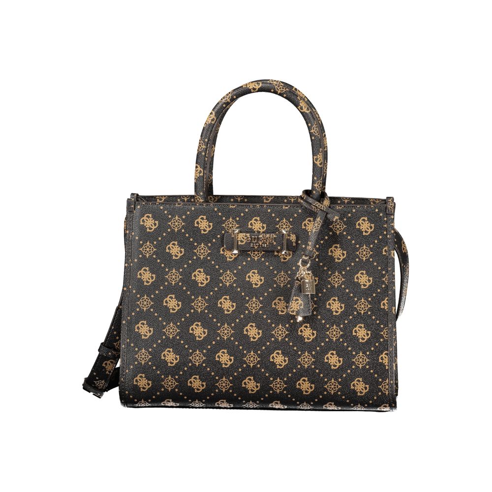 Exclusive Guess Jeans Polyurethane Handbag – Brown — Front View