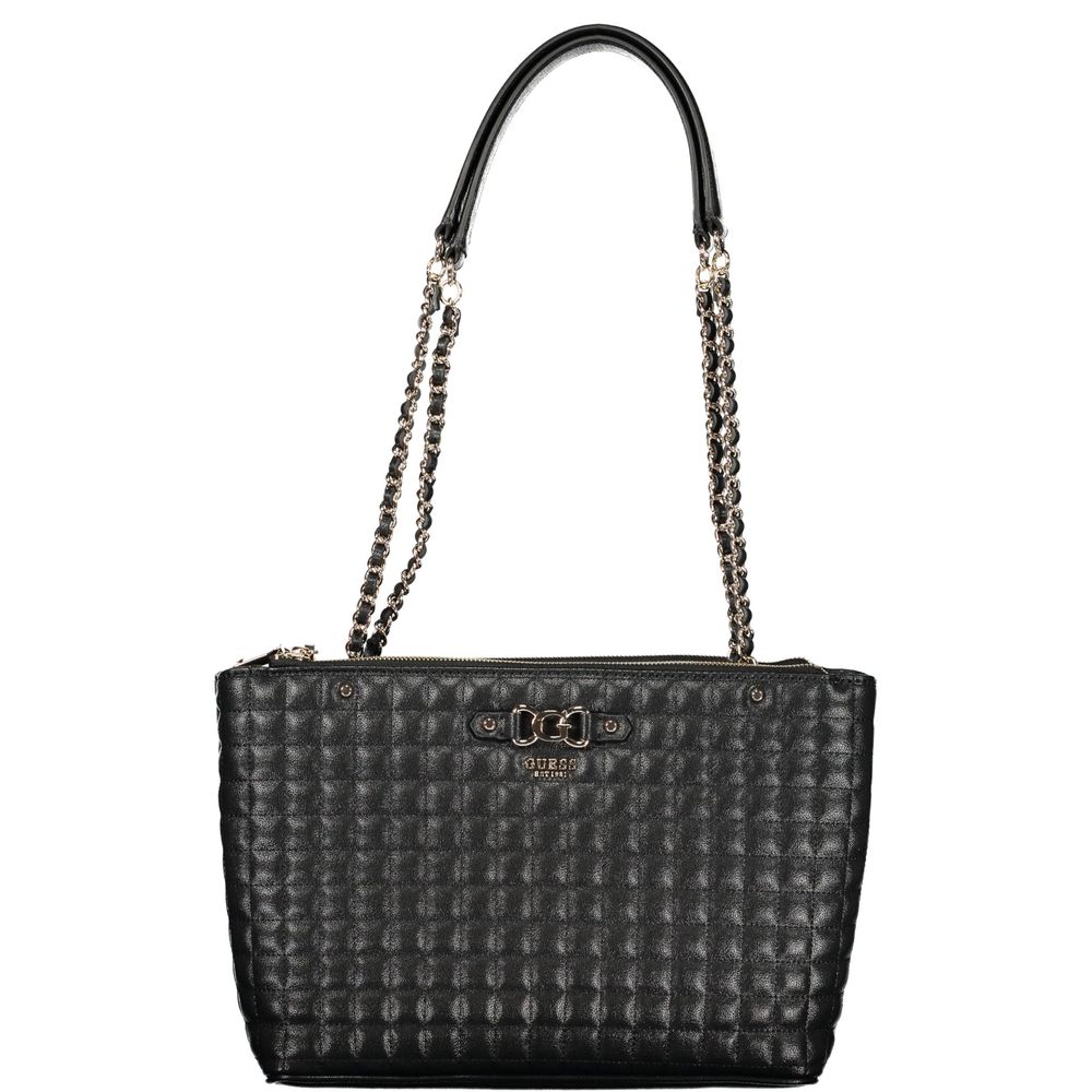Exclusive Guess Jeans Polyurethane Handbag – Black — Front View