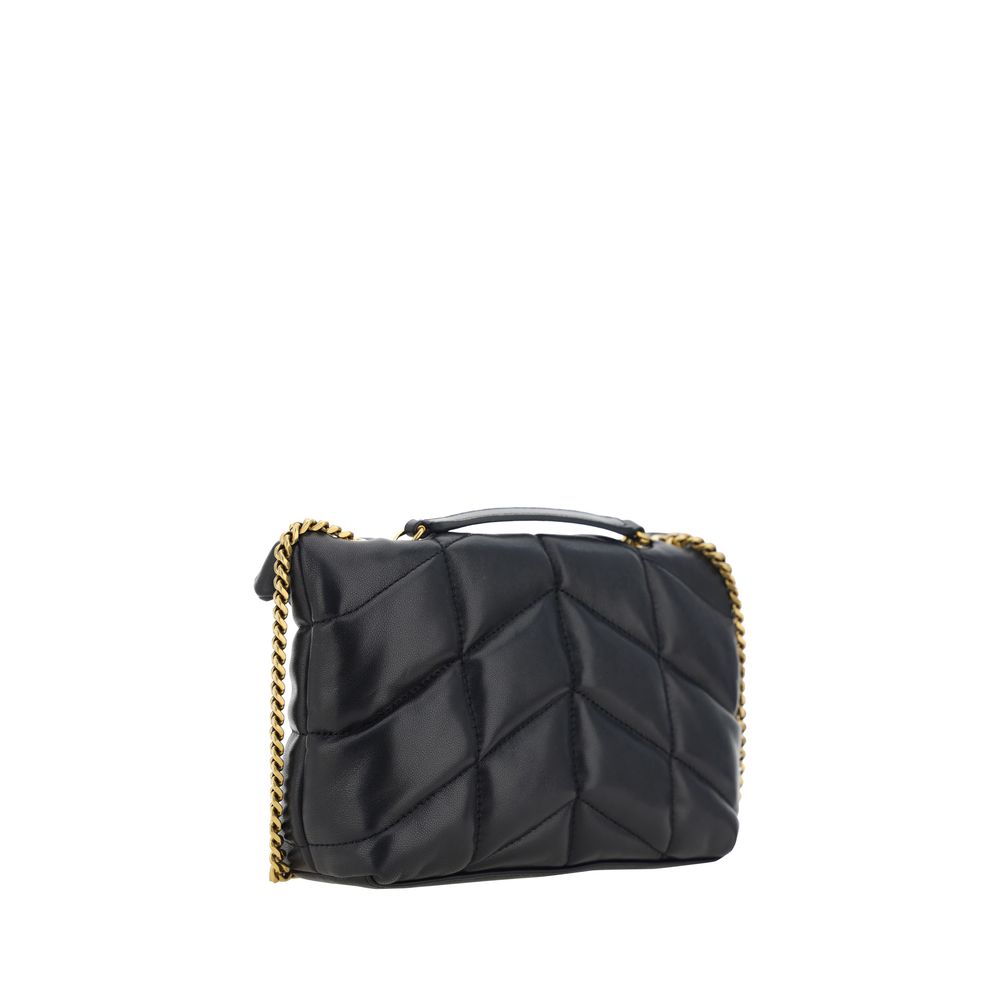 Exclusive Saint Laurent Lambskin Shoulder Bag – Black — Back View