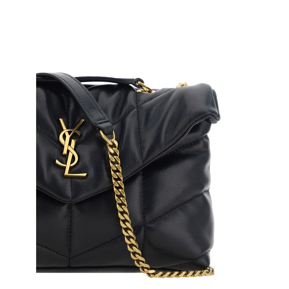 Exclusive Saint Laurent Lambskin Shoulder Bag – Black — Top View