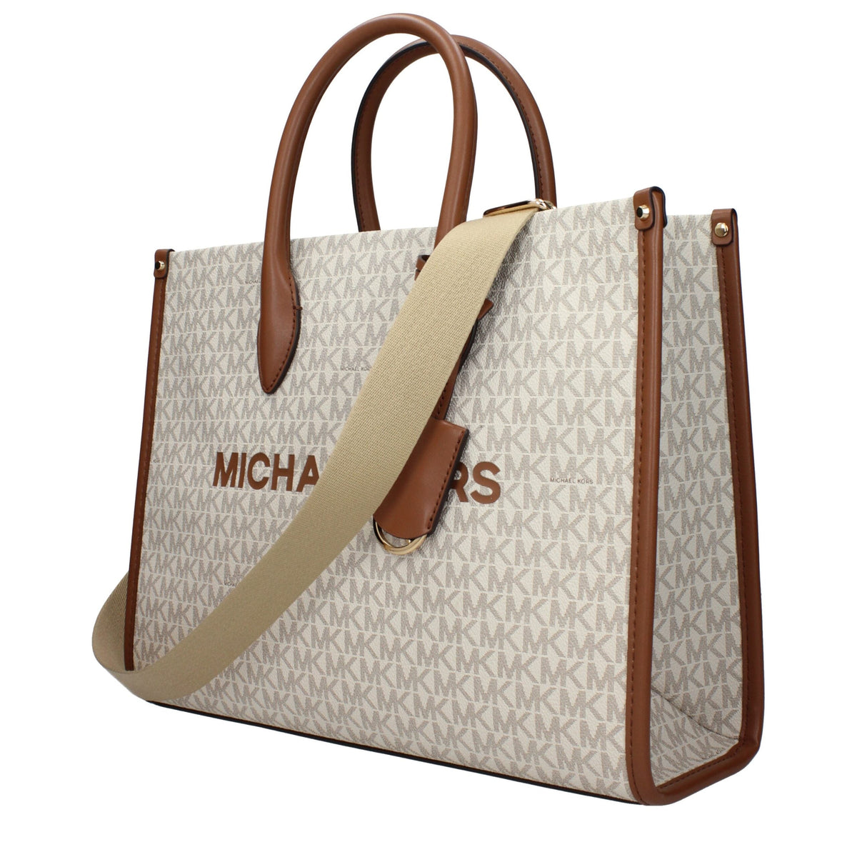 Exclusive Michael Kors Signature Logo Handbag – Vanilla — Side View