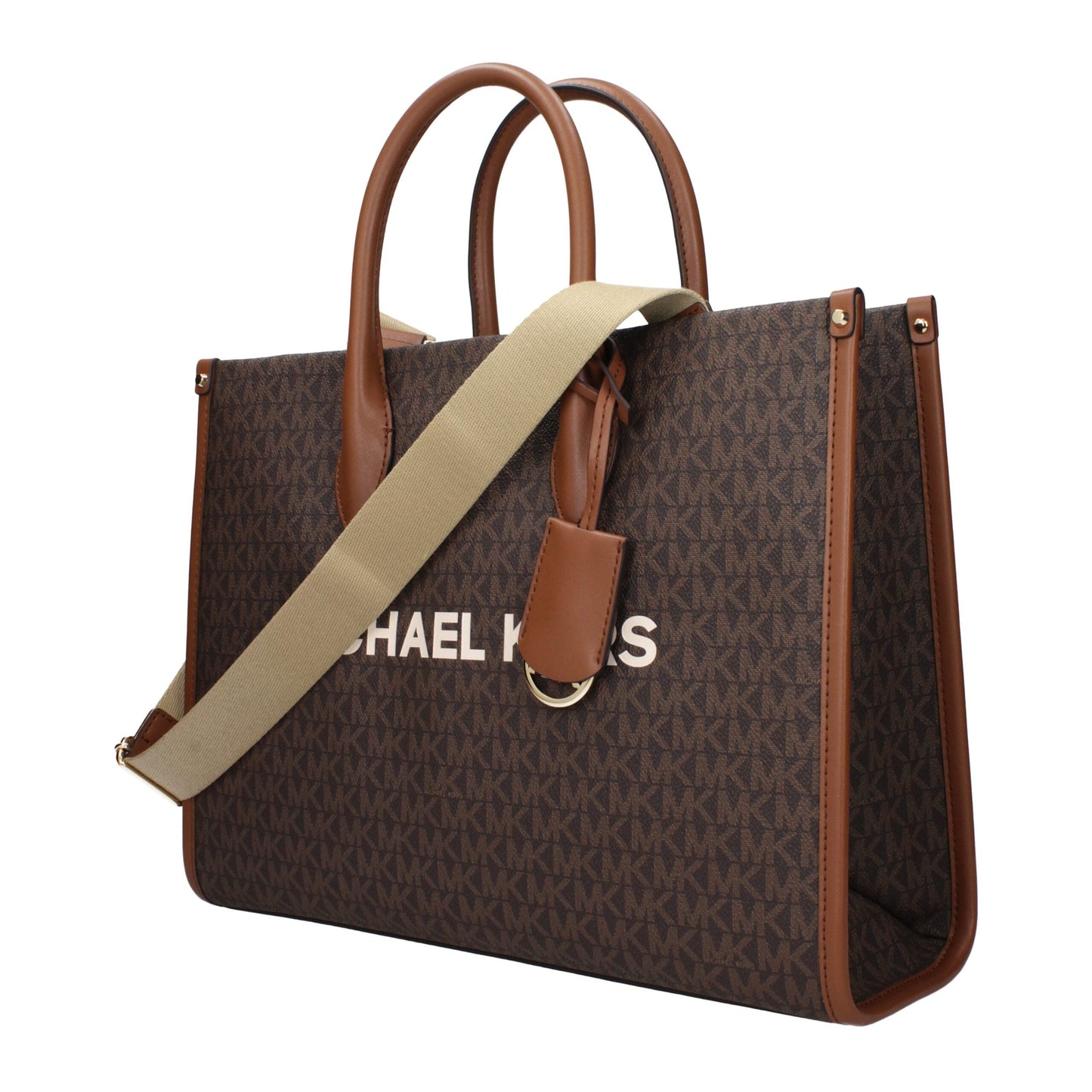 Exclusive Michael Kors Signature Logo Handbag – Brown — Side View