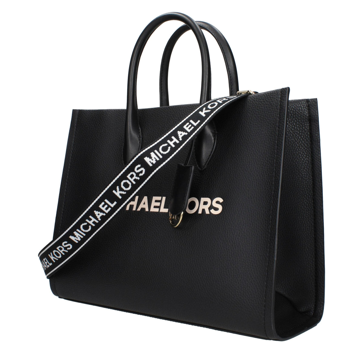 Exclusive Michael Kors Leather Top-Handle Handbag – Black — Side View