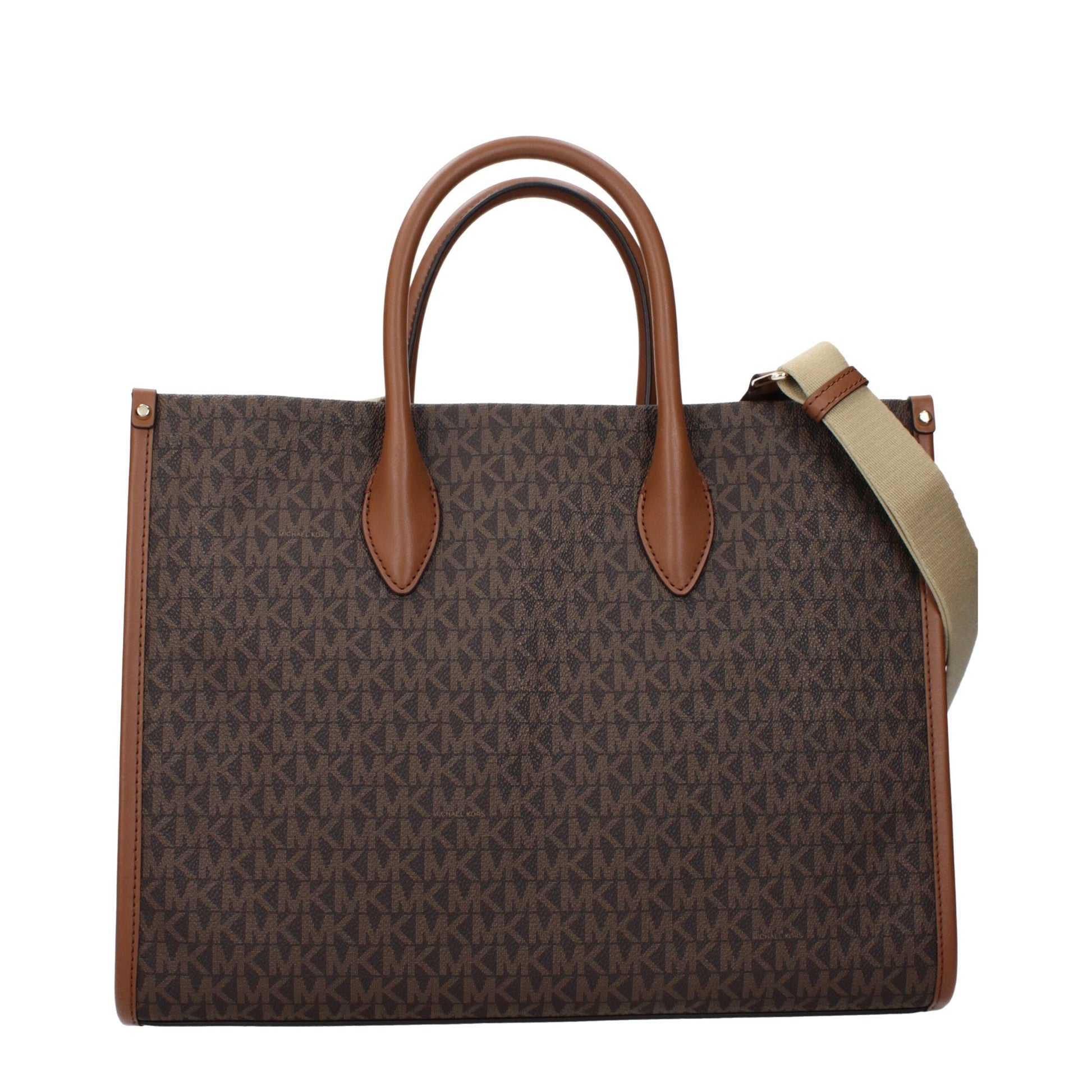 Exclusive Michael Kors Signature Logo Handbag – Brown — Back View