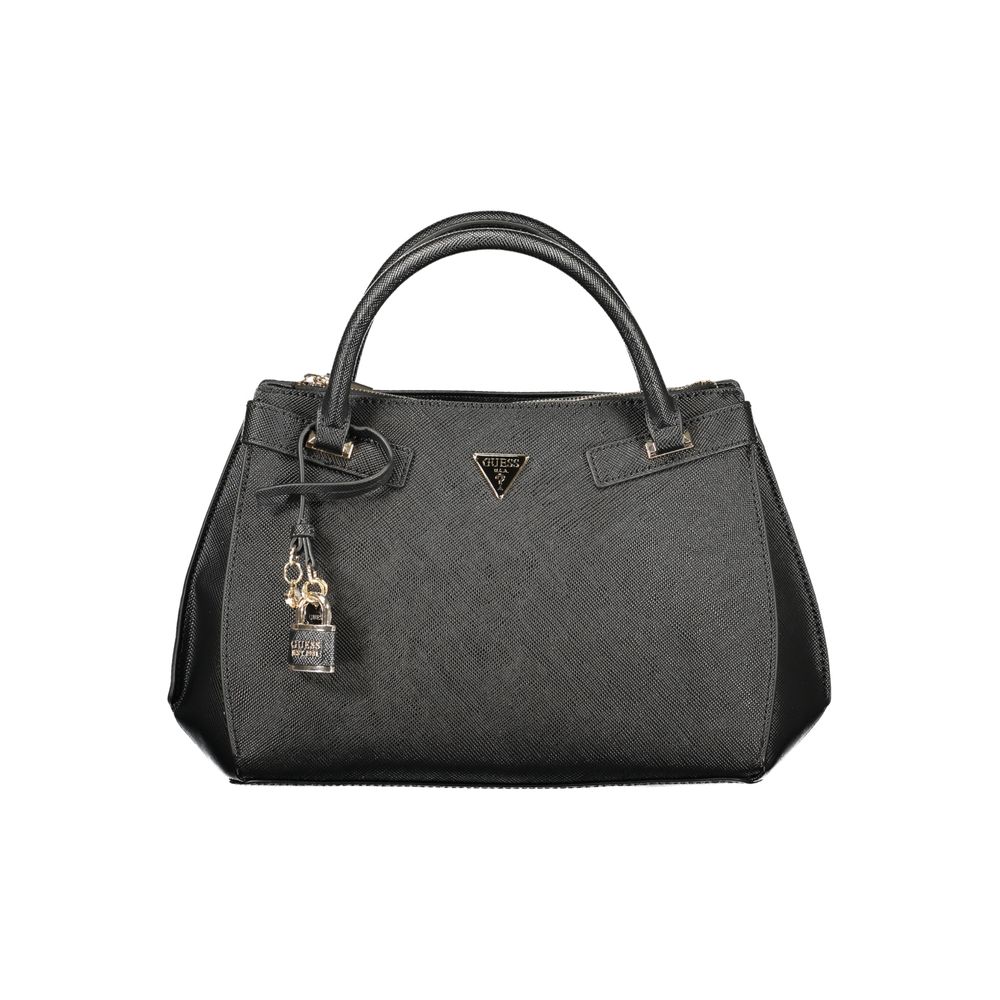 Exclusive Guess Jeans Polyurethane Handbag – Black — Front View