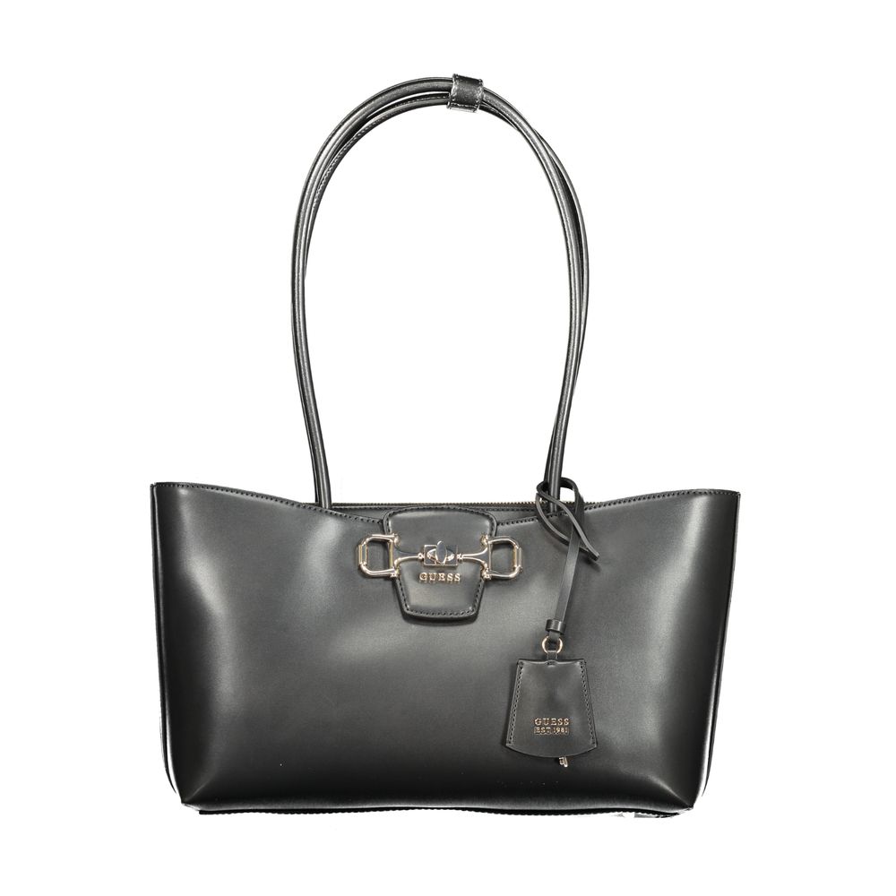 Exclusive Guess Jeans Polyurethane Handbag – Black — Front View