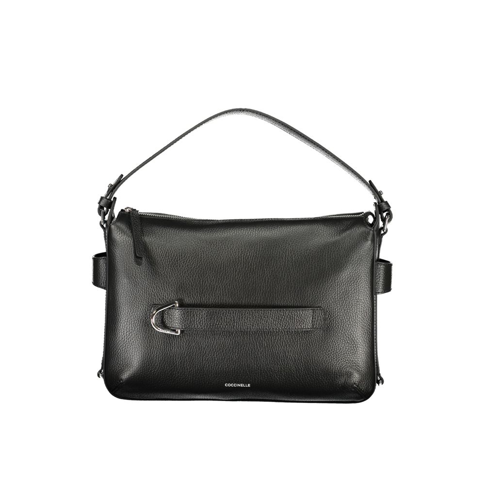 Exclusive Coccinelle Gretel Ribbon Leather Bag – Black — Front View