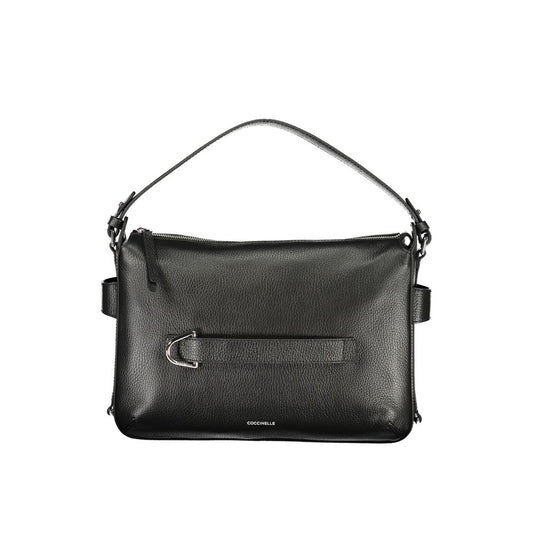 Exclusive Coccinelle Gretel Ribbon Leather Bag – Black — Front View