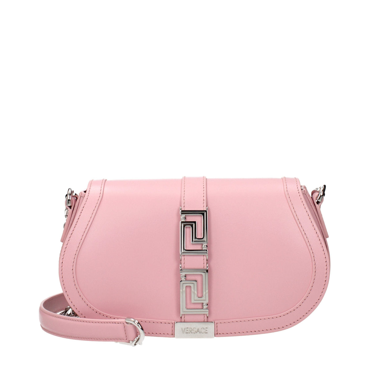 Exclusive Versace Leather Shoulder Bag – Pink — Front View
