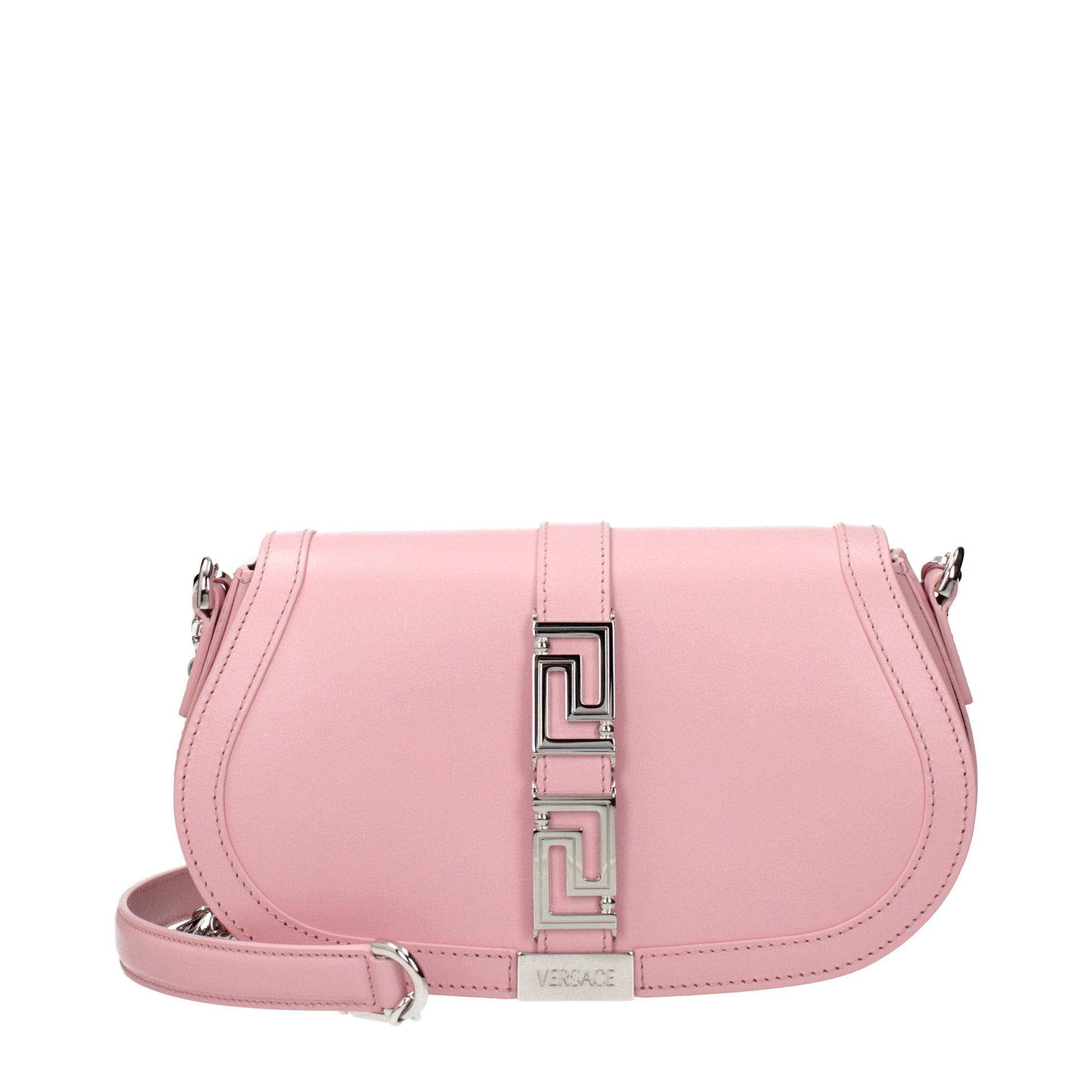 Exclusive Versace Leather Shoulder Bag – Pink — Front View
