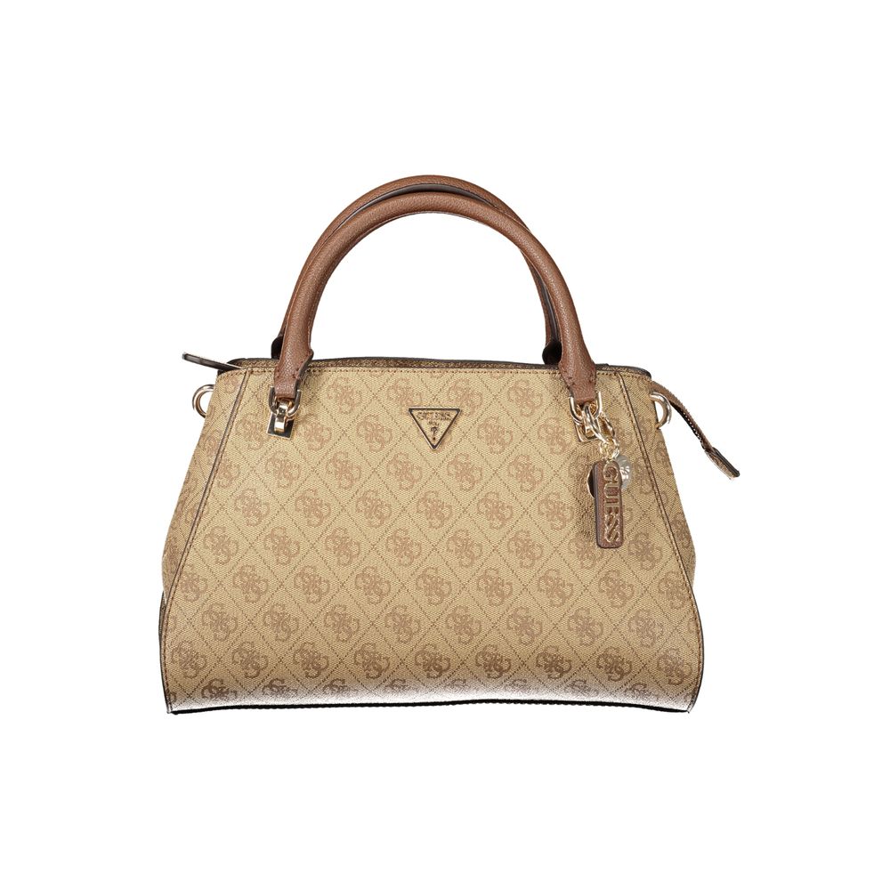 Exclusive Guess Jeans Polyurethane Handbag – Beige — Front View