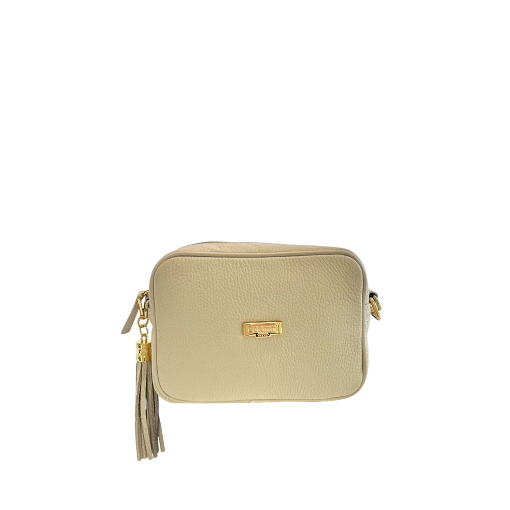 Exclusive Baldinini Trend Cowhide Leather Crossbody Bag – Beige — Front View