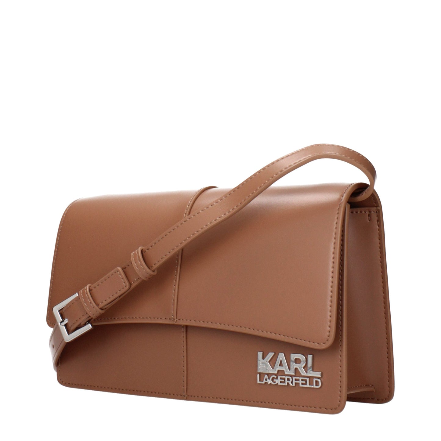 Exclusive Karl Lagerfeld Logo Crossbody Bag – Brown — Side View