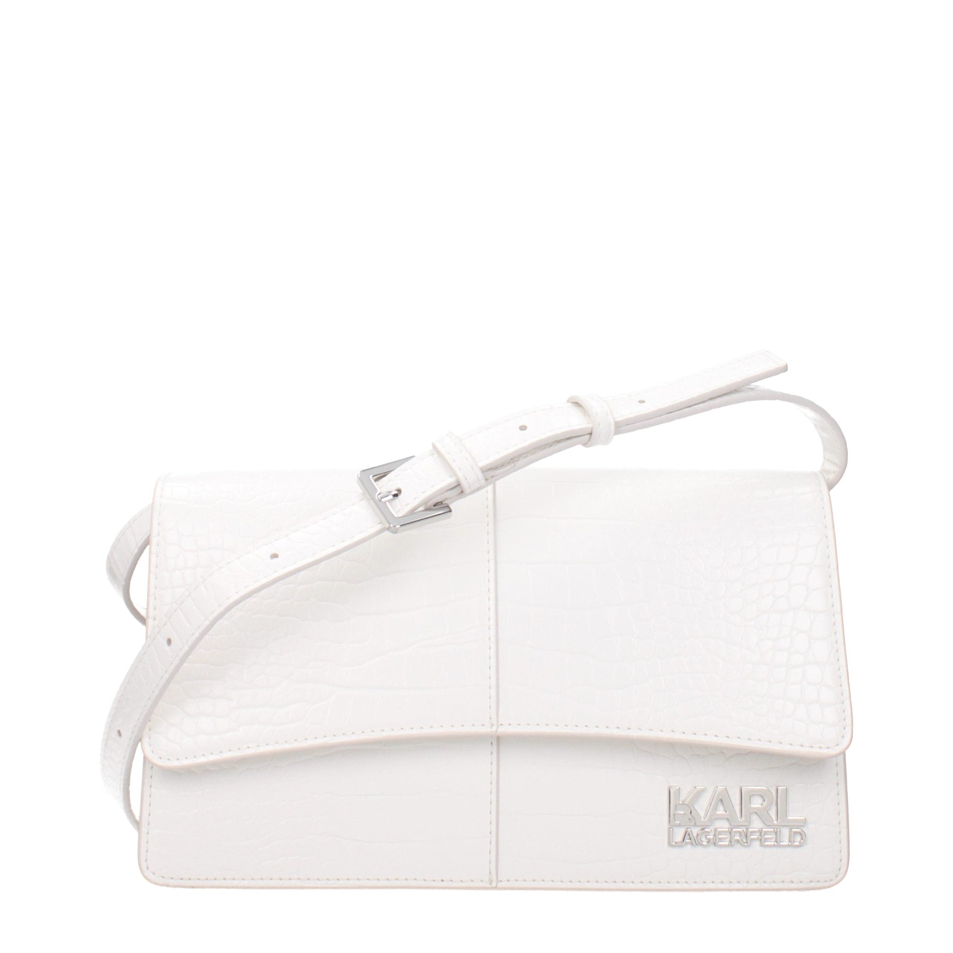 Exclusive Karl Lagerfeld Logo Crossbody Bag – White — Front View