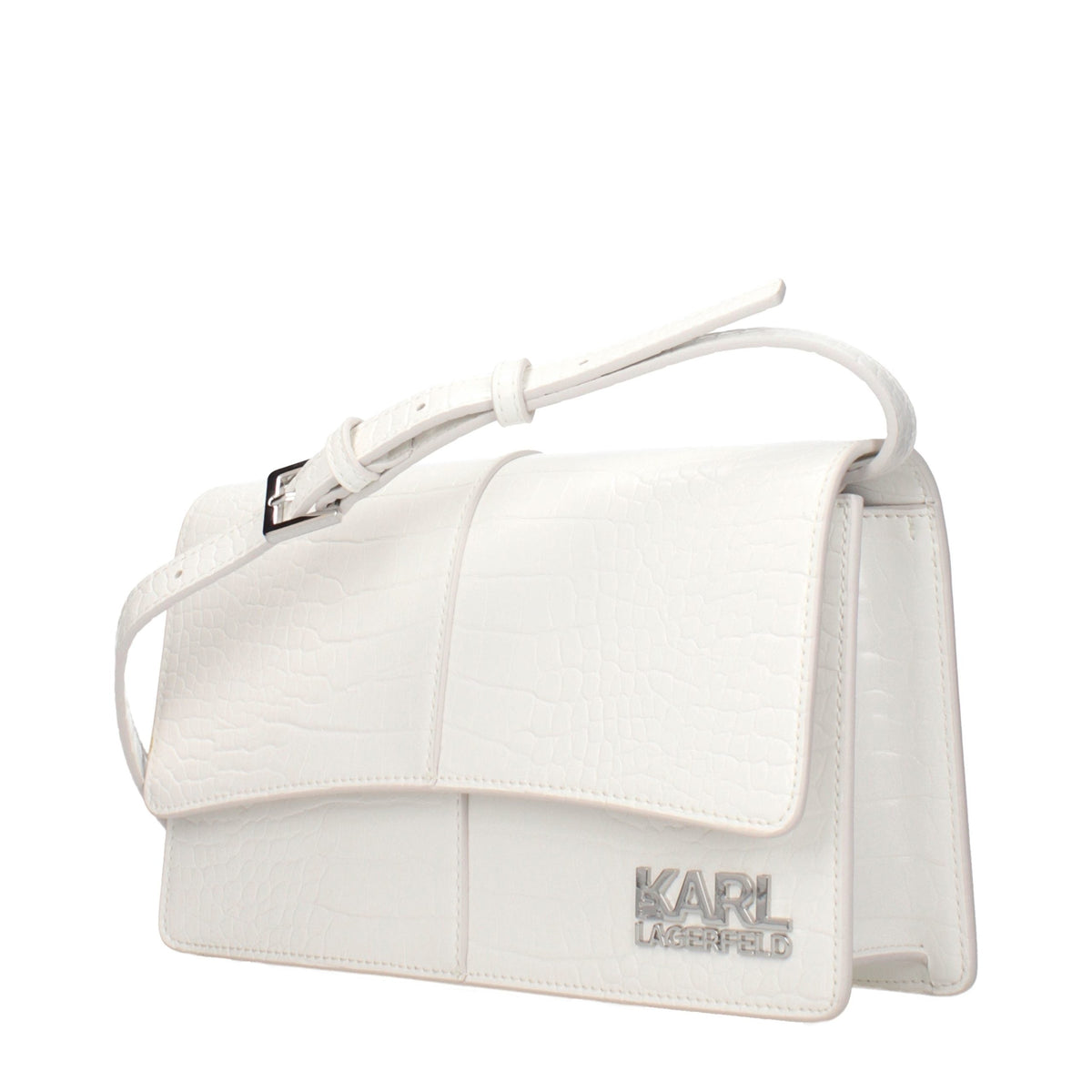 Exclusive Karl Lagerfeld Logo Crossbody Bag – White — Side View