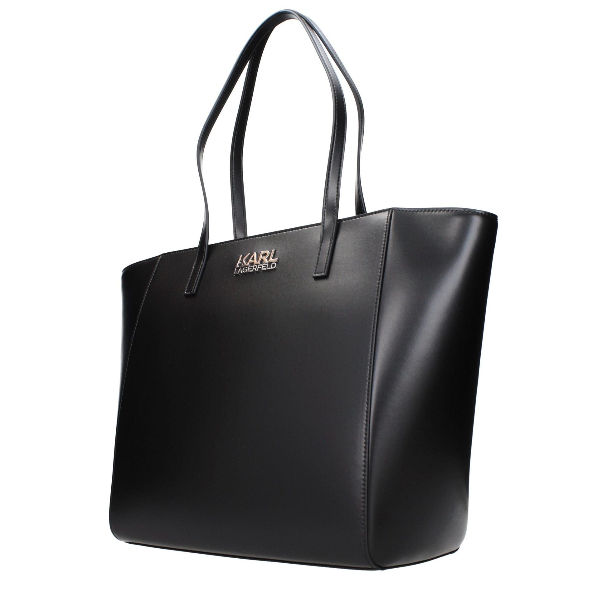 Exclusive Karl Lagerfeld Logo Shoulder Bag – Black — Side View