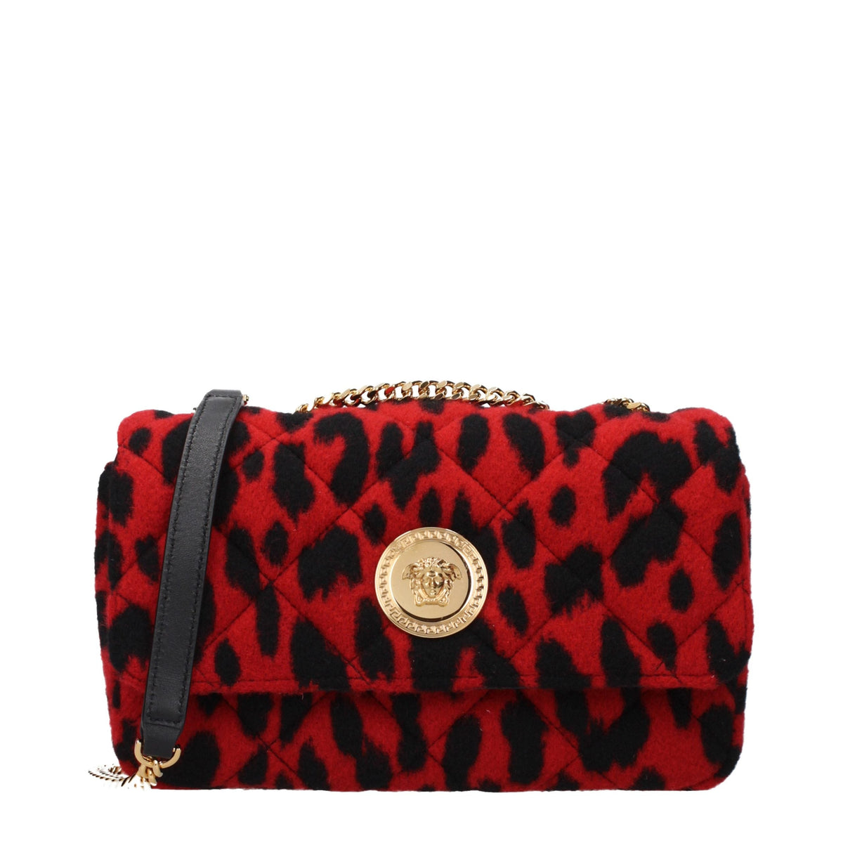 Exclusive Versace Wool Shoulder Bag – Red — Front View
