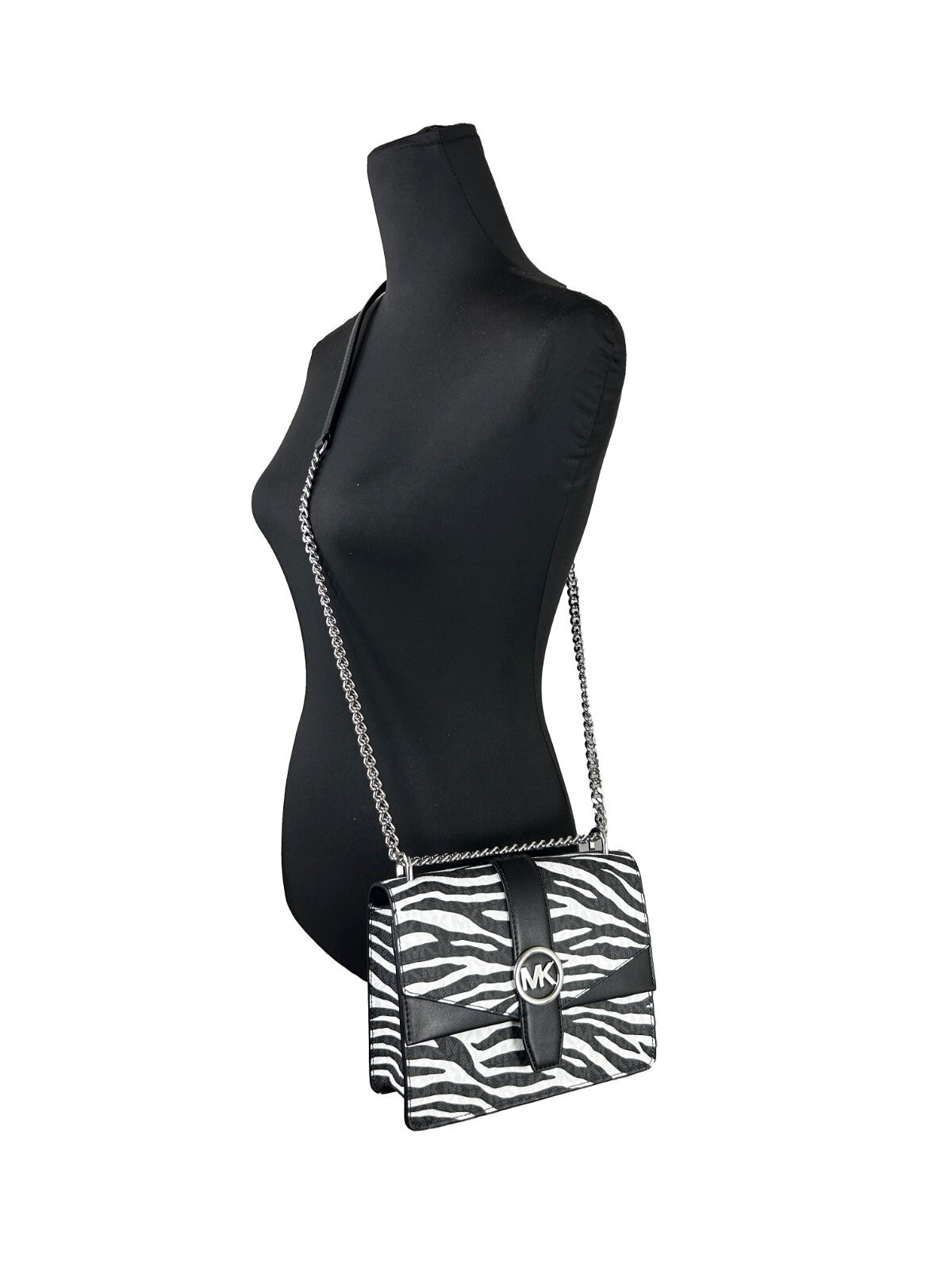 Exclusive Michael Kors Greenwich Small Logo Crossbody – Black / White — Top View
