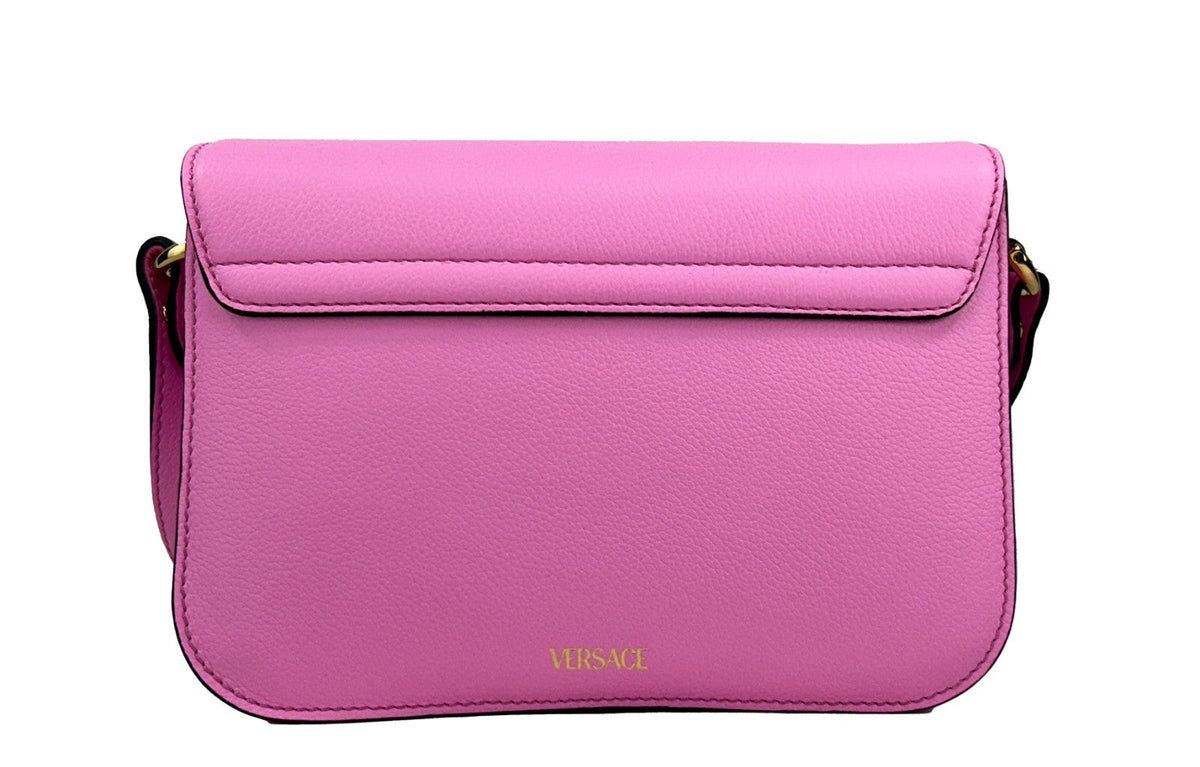 Exclusive Versace La Medusa Leather Crossbody Bag – Pink — Side View