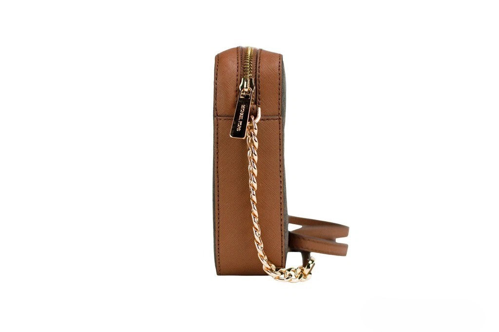 Exclusive Michael Kors Jet Set East West Signature Crossbody – Brown — Side View