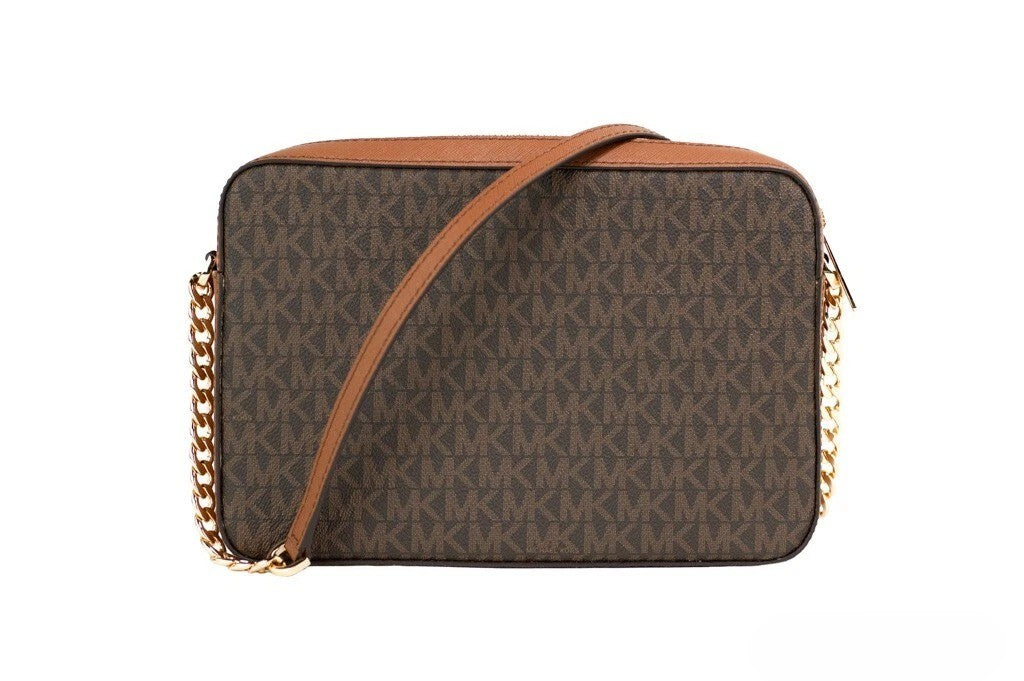 Exclusive Michael Kors Jet Set East West Signature Crossbody – Brown — Back View