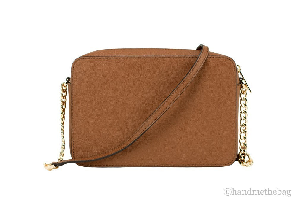 Exclusive Michael Kors Jet Set East West Saffiano Crossbody – Luggage Brown — Back View