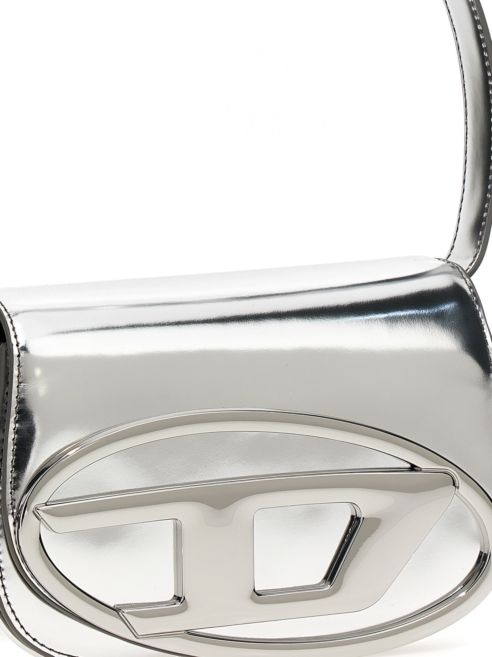 Exclusive Diesel Cowhide Leather Shoulder Bag – Silver — Back View