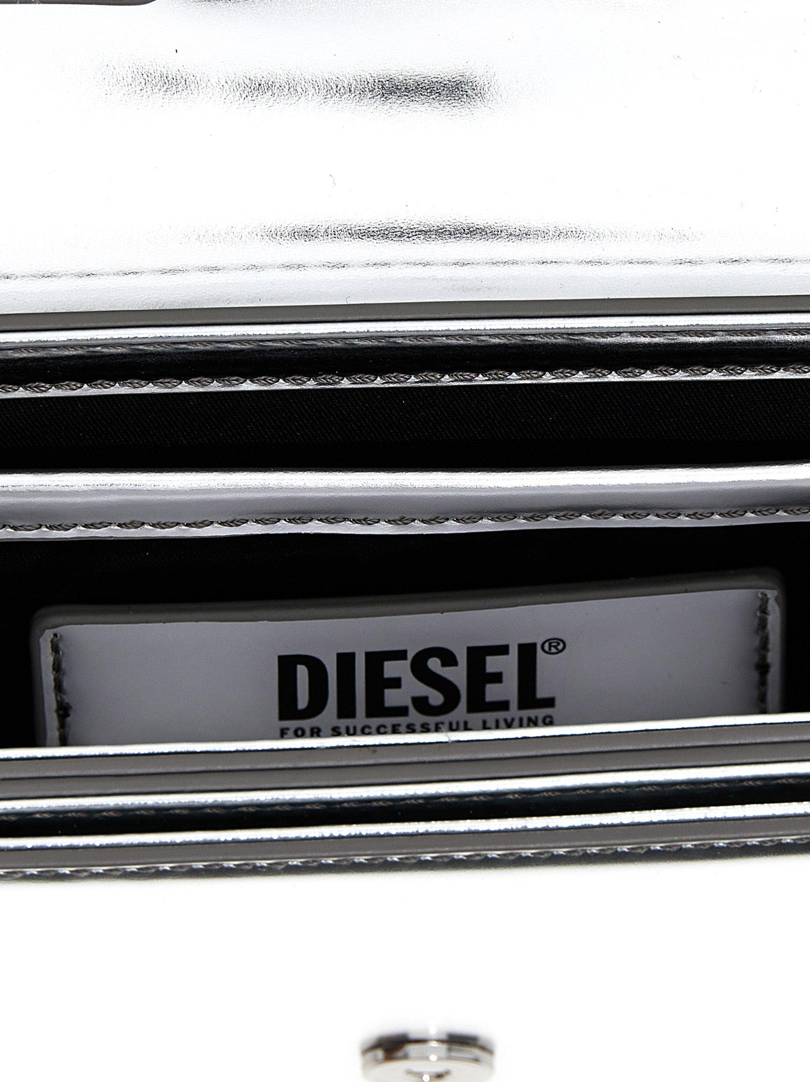 Exclusive Diesel Cowhide Leather Shoulder Bag – Silver — Top View