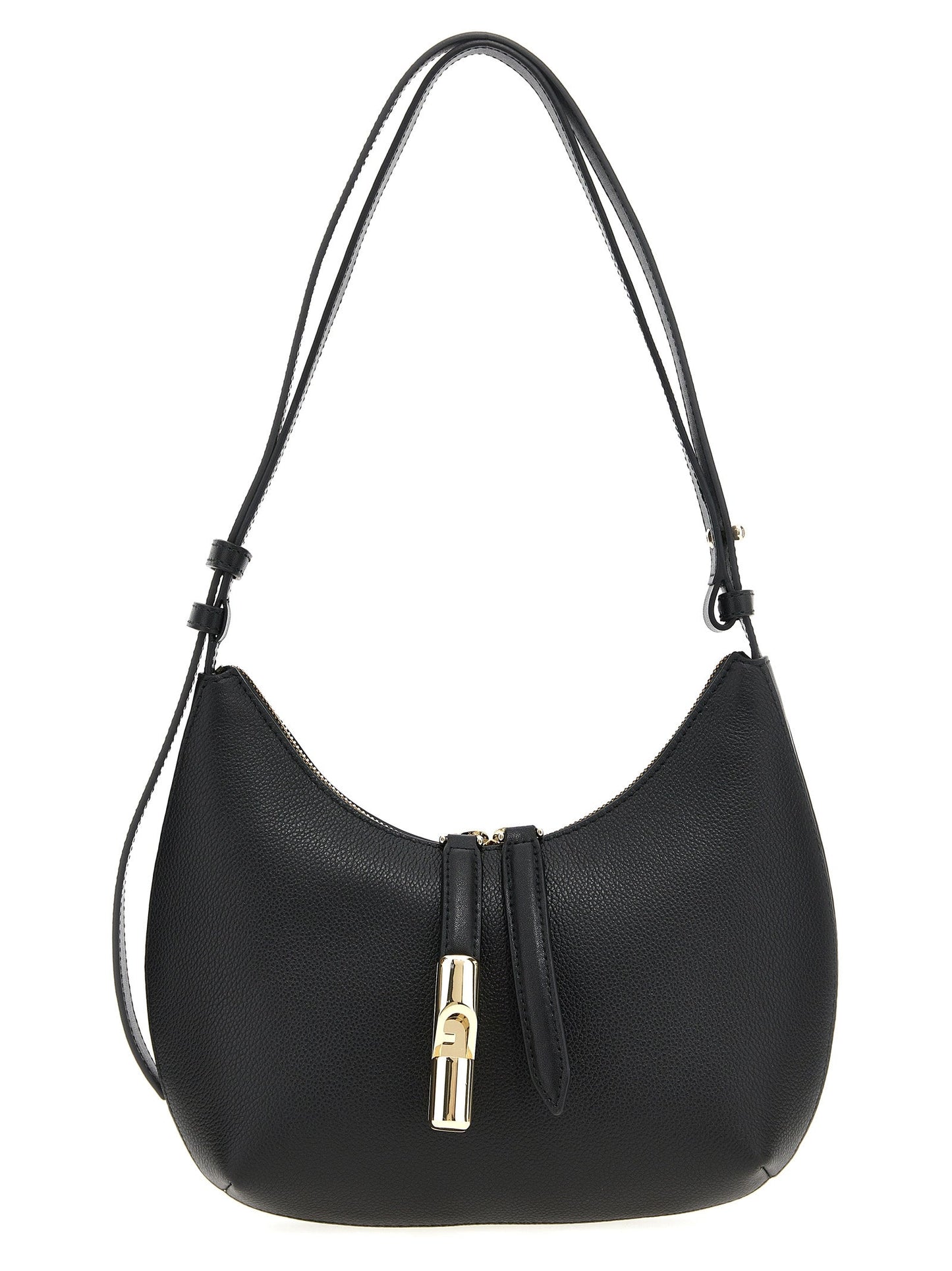 Exclusive Furla Goccia Small Leather Shoulder Bag – Black — Front View