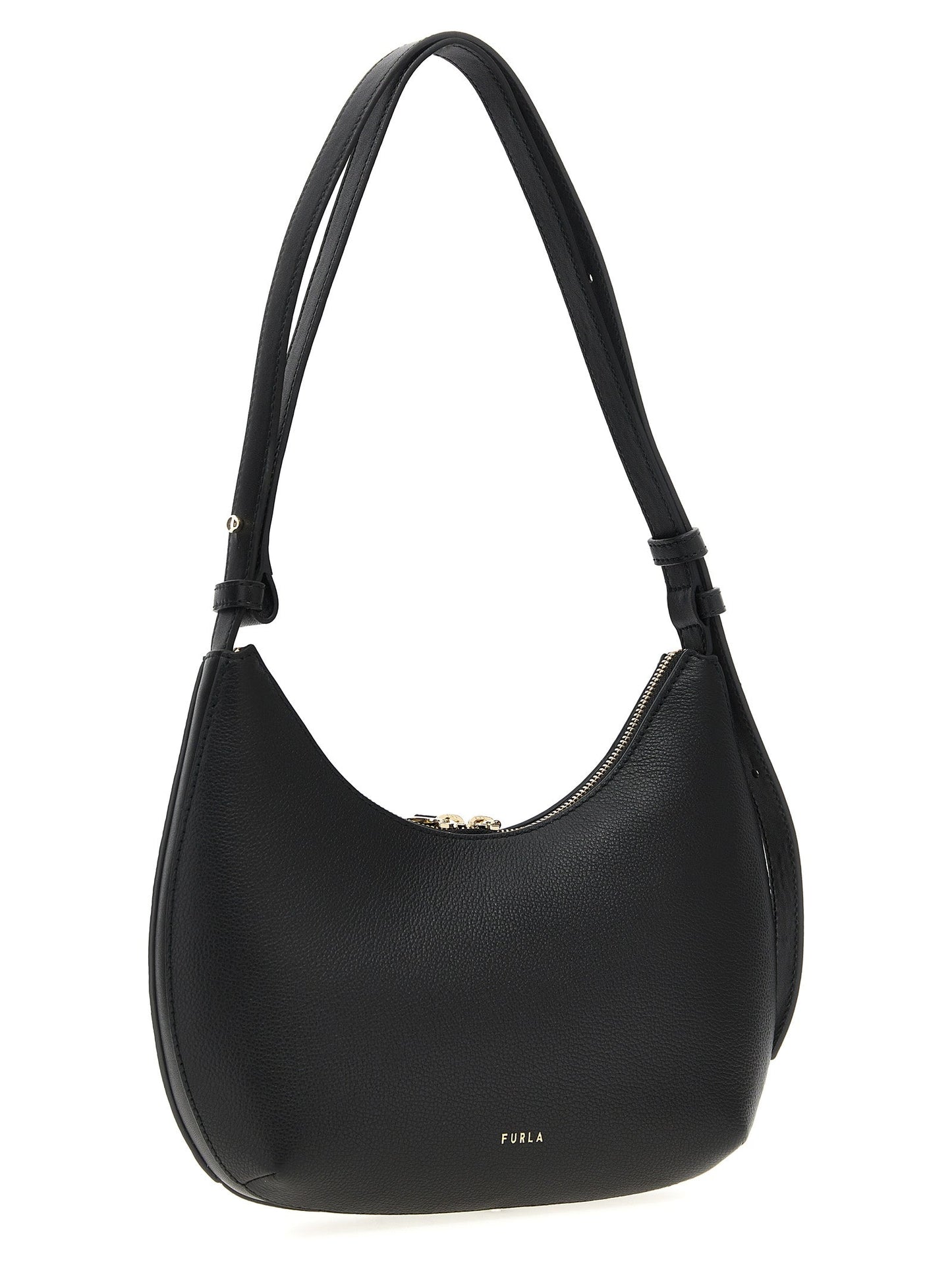 Exclusive Furla Goccia Small Leather Shoulder Bag – Black — Side View