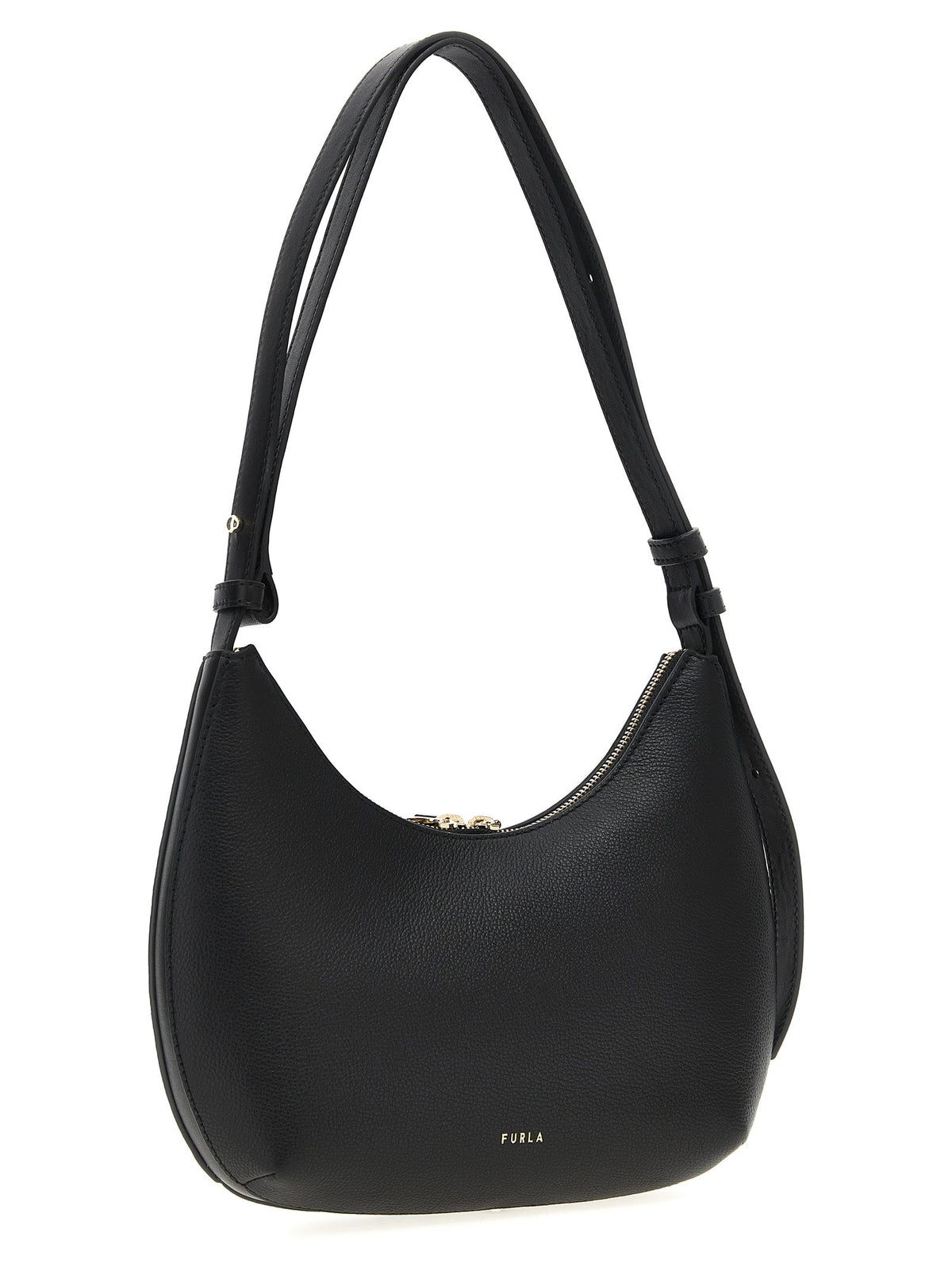 Exclusive Furla Goccia Small Leather Shoulder Bag – Black — Side View