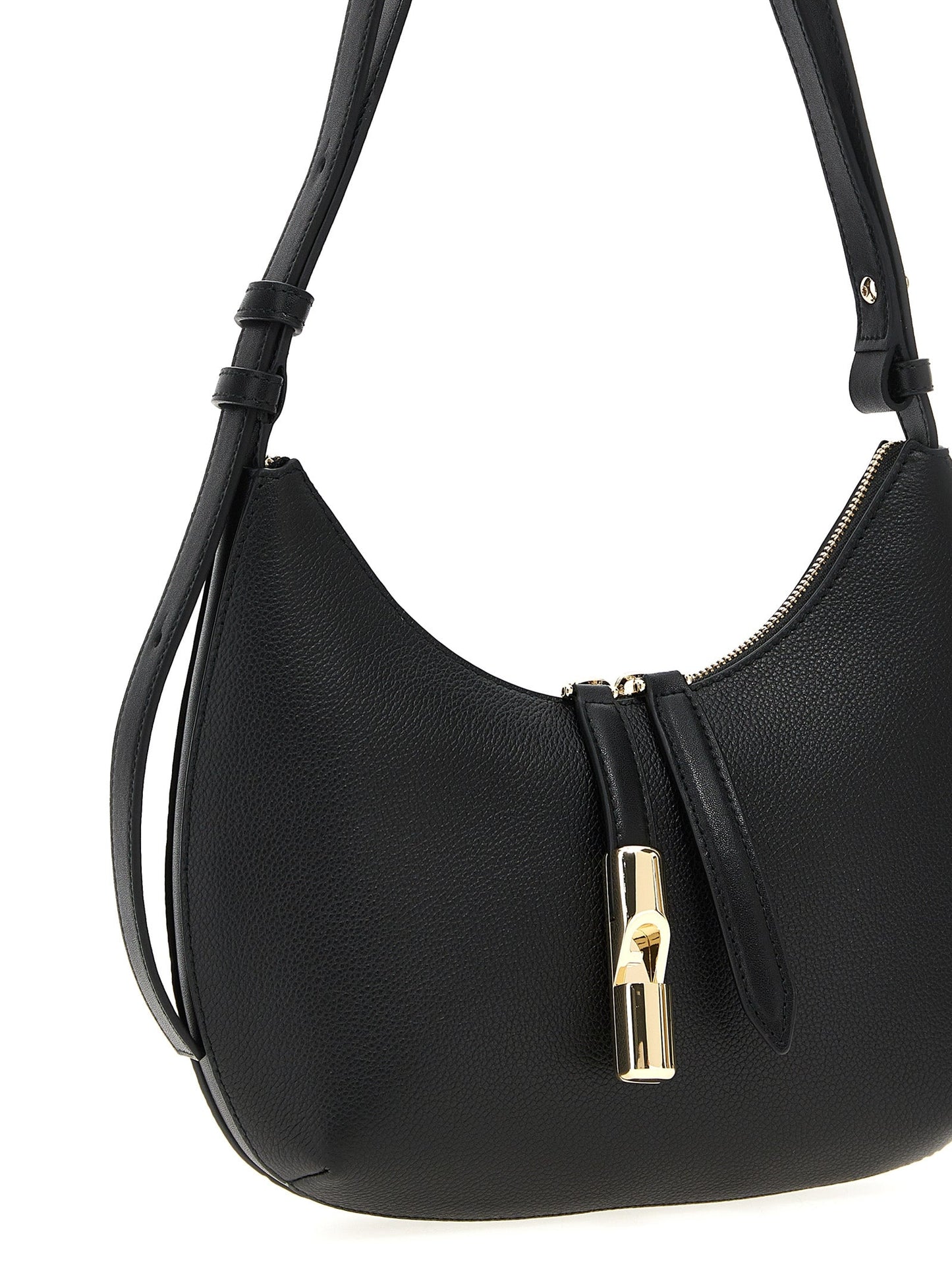 Exclusive Furla Goccia Small Leather Shoulder Bag – Black — Back View