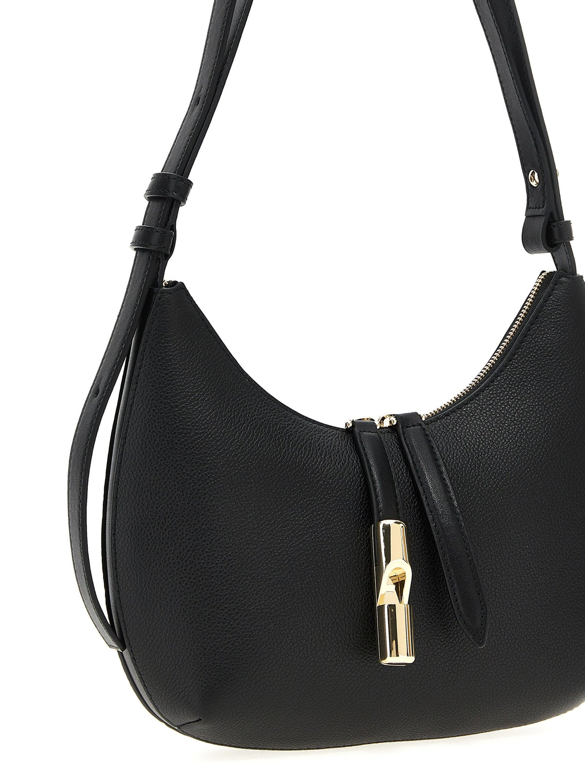 Exclusive Furla Goccia Small Leather Shoulder Bag – Black — Back View
