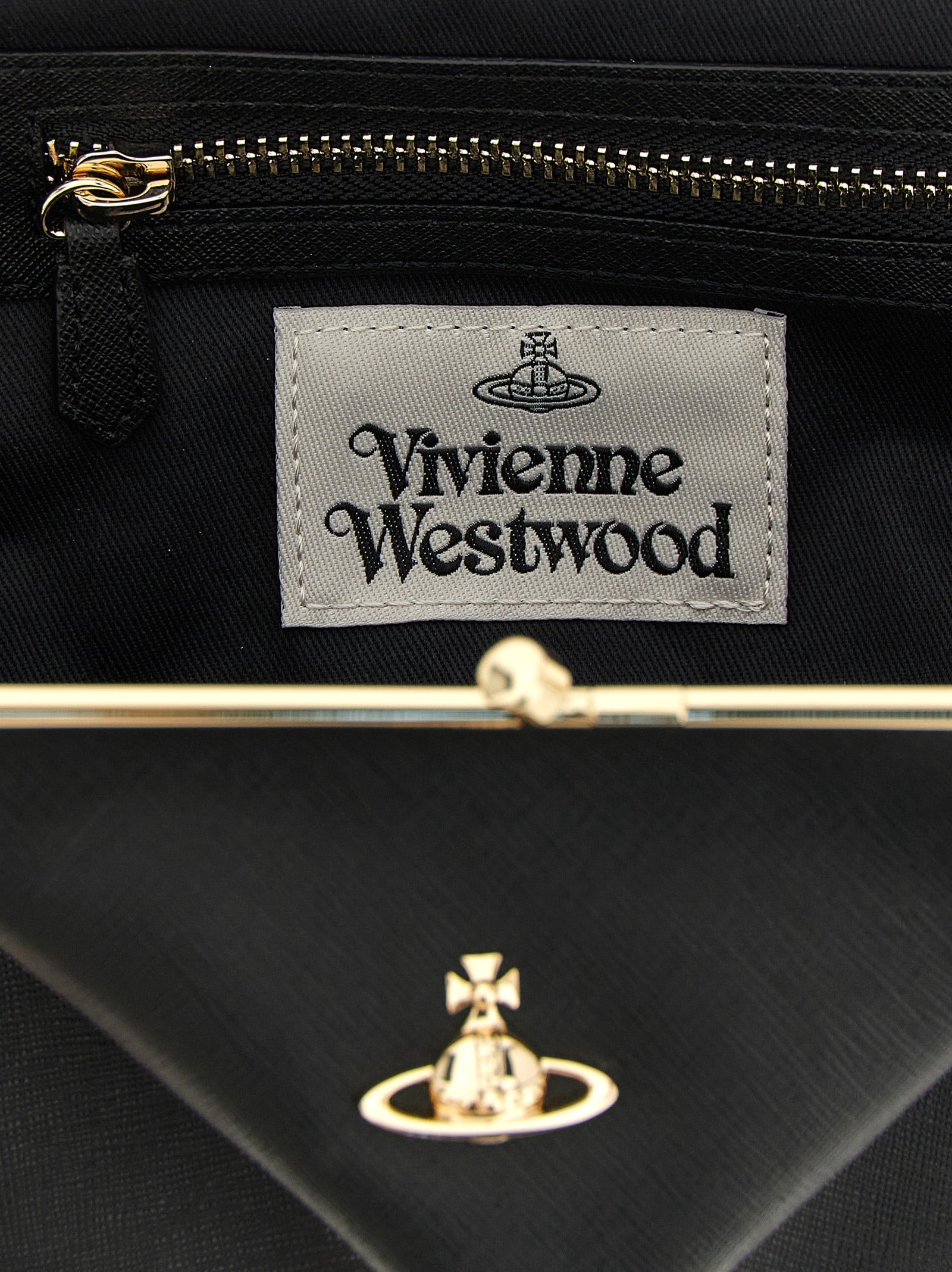 Exclusive Vivienne Westwood Cowhide Leather Handbag – Black — Top View