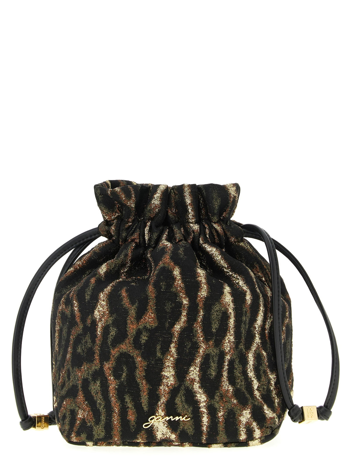 Exclusive Ganni Polyester Clutch Bag – Brown — Front View