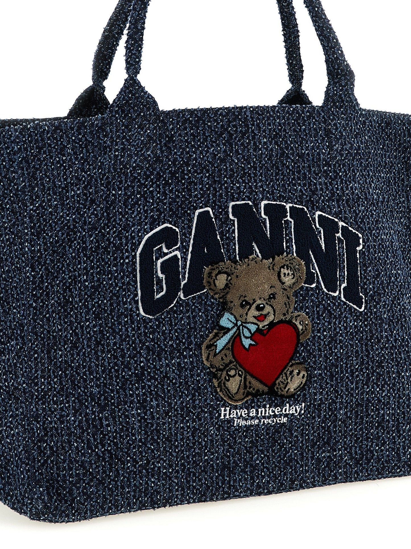 Exclusive Ganni Organic Cotton Tote Bag – Blue — Back View