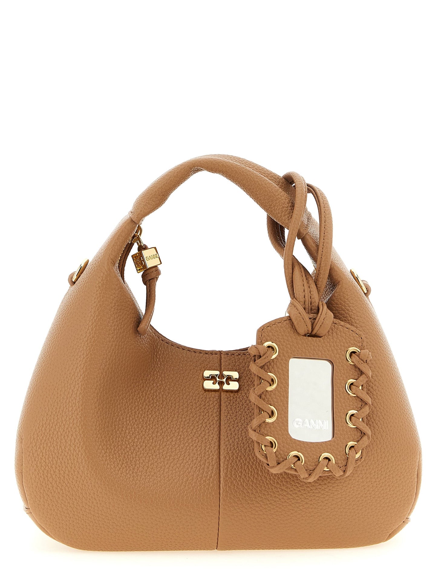 Exclusive Ganni Polyester Handbag – Beige — Front View